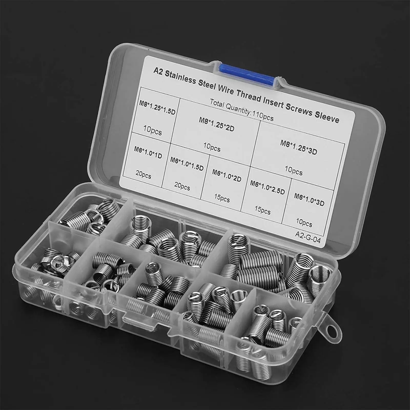 110Pcs Thread Repair Insert Assortment Helical Thread Repair Kit Wire Screw Sleeves for Car Vehicles Trucks Home Fixing Garage