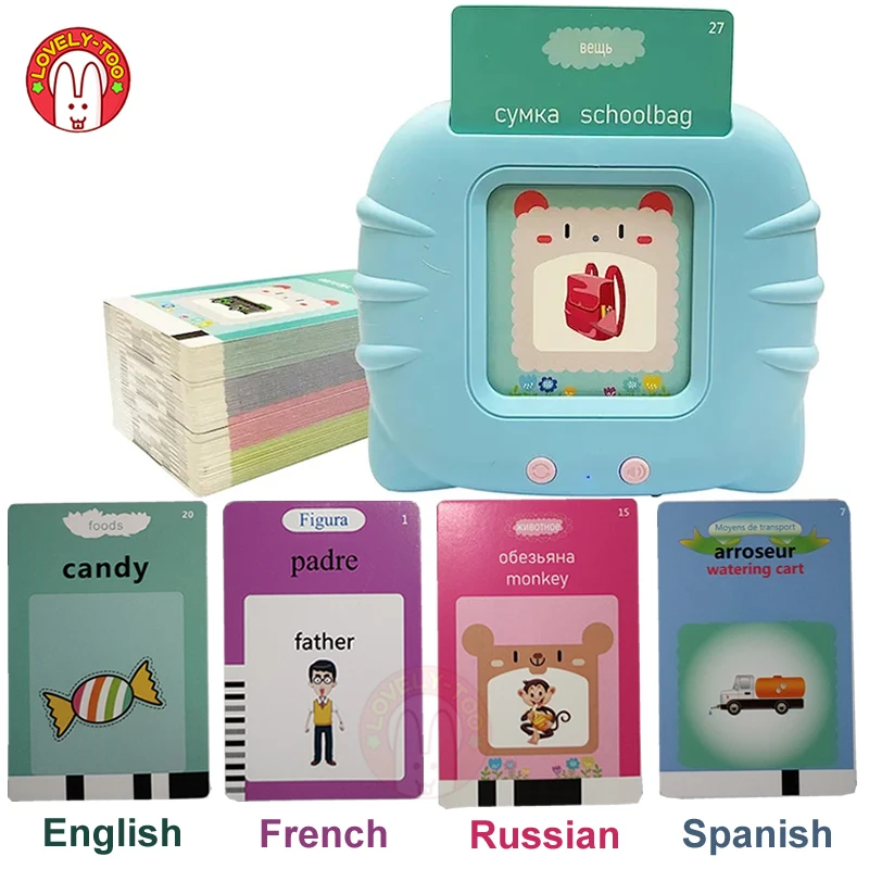 Karty edukacyjne Montessori dla dzieci do nauki języka angielskiego z opowiadaniami dla dzieci w języku hiszpańskim, alfabet rosyjski, francuski - narzędzie edukacyjne