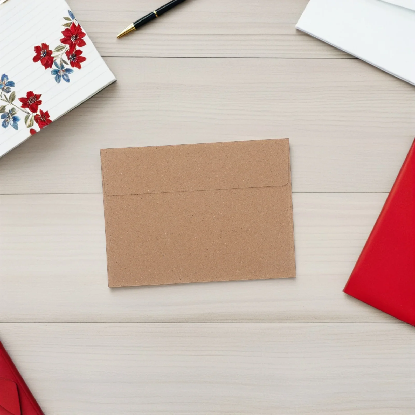 60Pcs Self Sealing A7 Envelopes Brown Kraft Paper for Invitations Cards Postcards Wedding Party Stationery Bulk Craft Storage