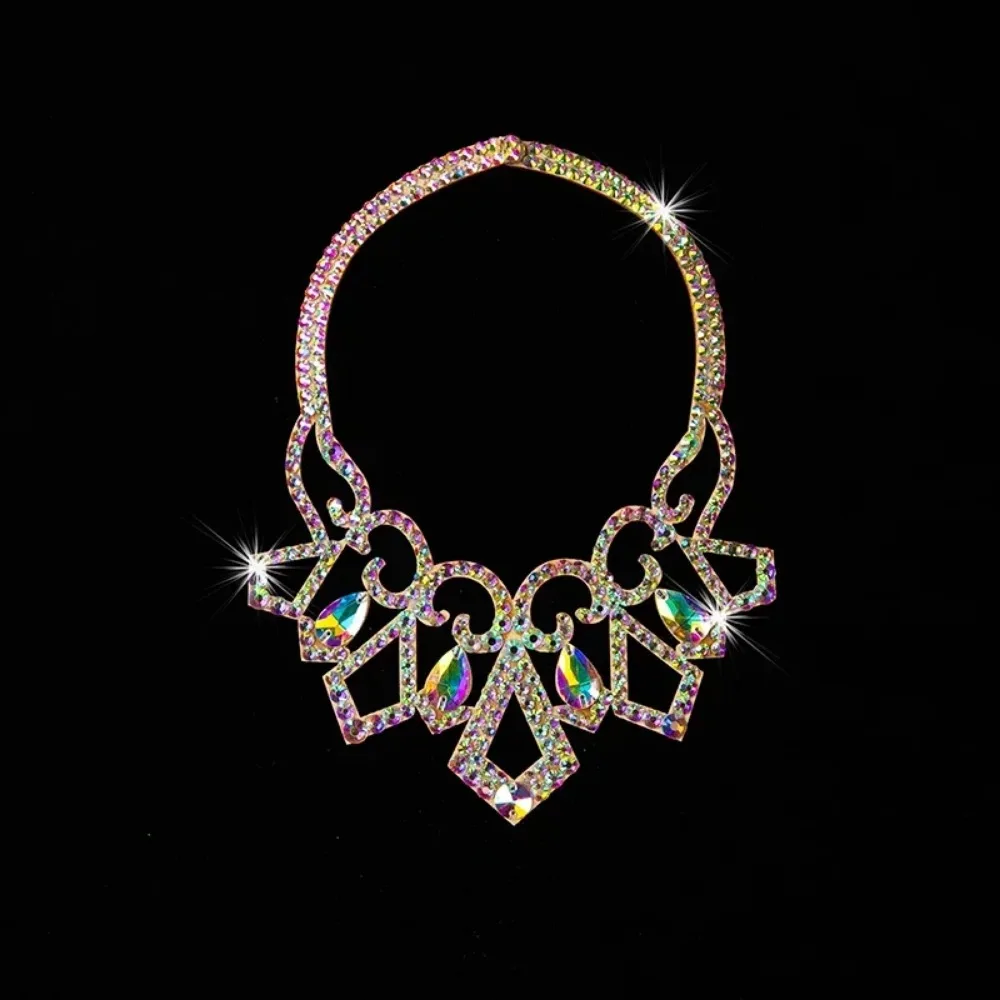 Collar de actuación de danza del vientre para mujer, personalizado, diamantes de imitación de lujo, accesorios de adorno de danza Oriental moderna para personas mayores