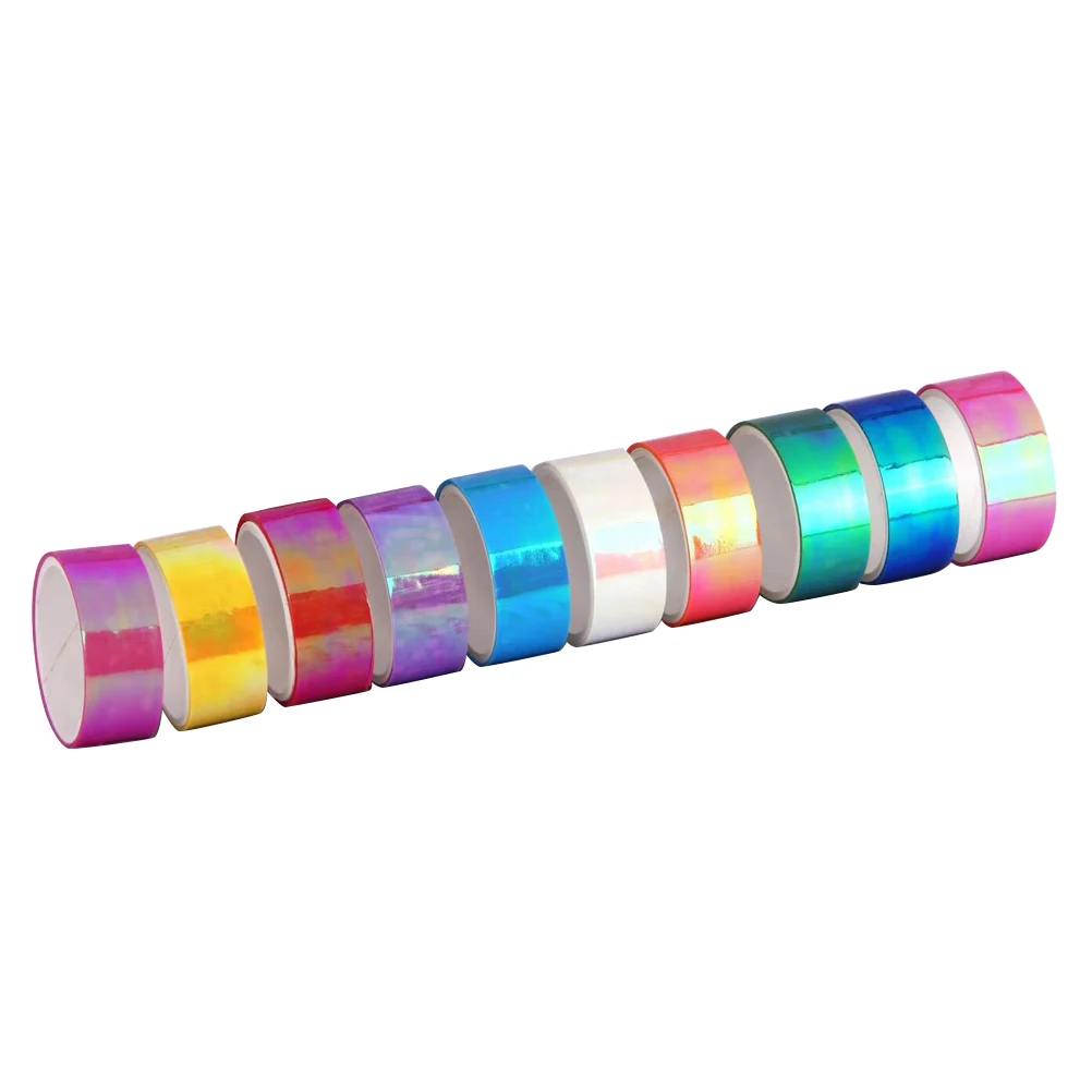 

10pcs Gradient Tape 10 Roll Colorful Adhesive Scrapbooking Decorative DIY Sticky Square Assorted Colors Shiny Visual