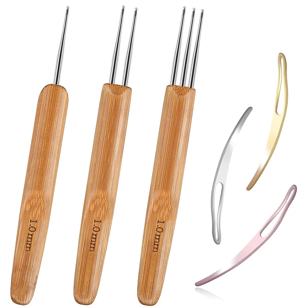 

1 комплект, 0,5 мм/0,75 мм/1 мм, крючок для вязания дредов, крючок для вязания, игла для плетения волос, микрокольца для наращивания волос