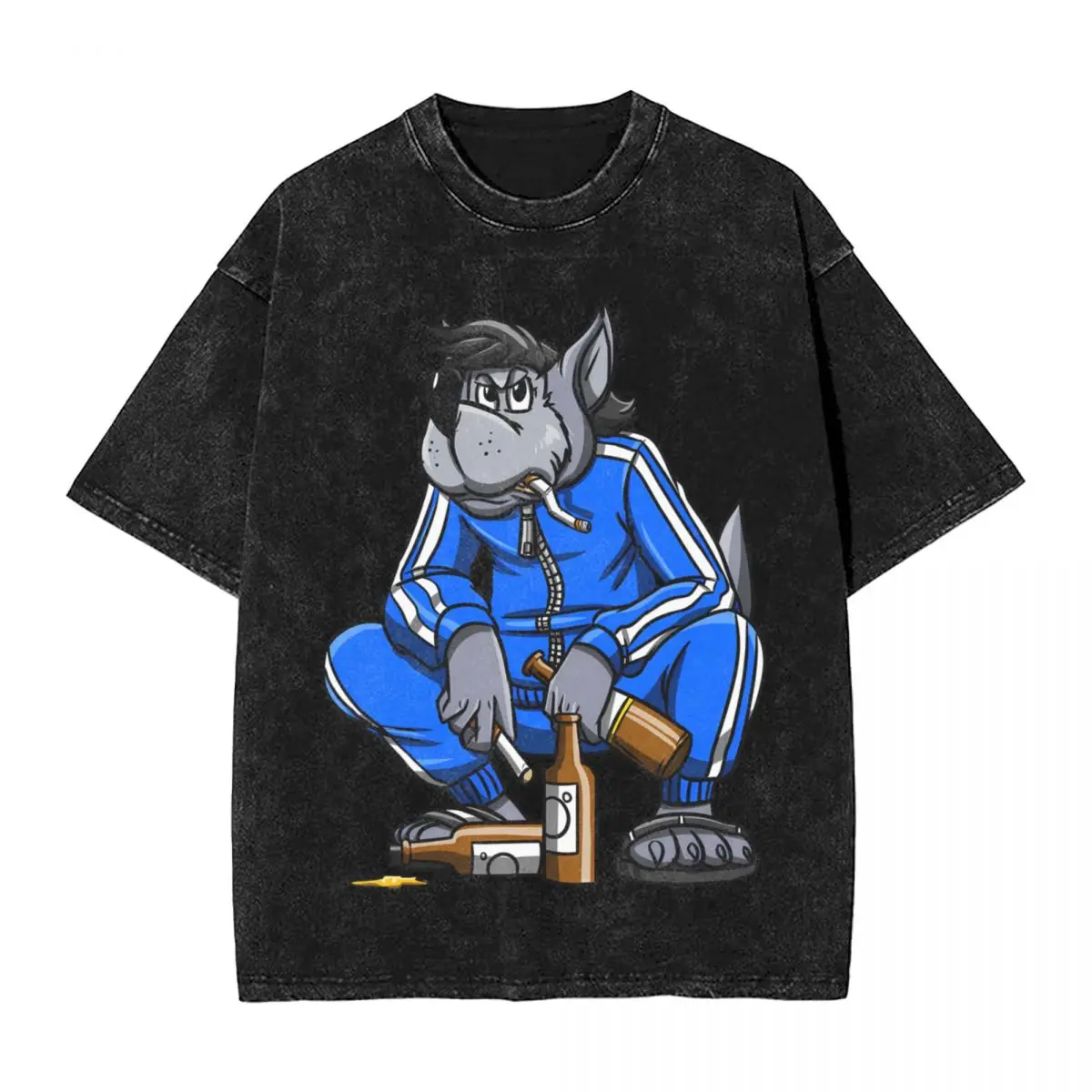 Washed T Shirts Gopnik Russian Squat Nu Pogodi Wolf Russia Hip Hop Vintage T-Shirts Oversize Streetwear Tops Tops Tees Men Women