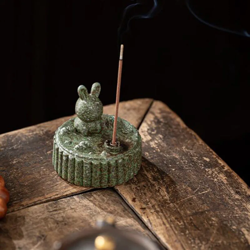 Mini Mooncake Shape Porcelain Sandalwood Incense Holder Aromatherapy Burner Tea Ceremony Accessories Home Decor