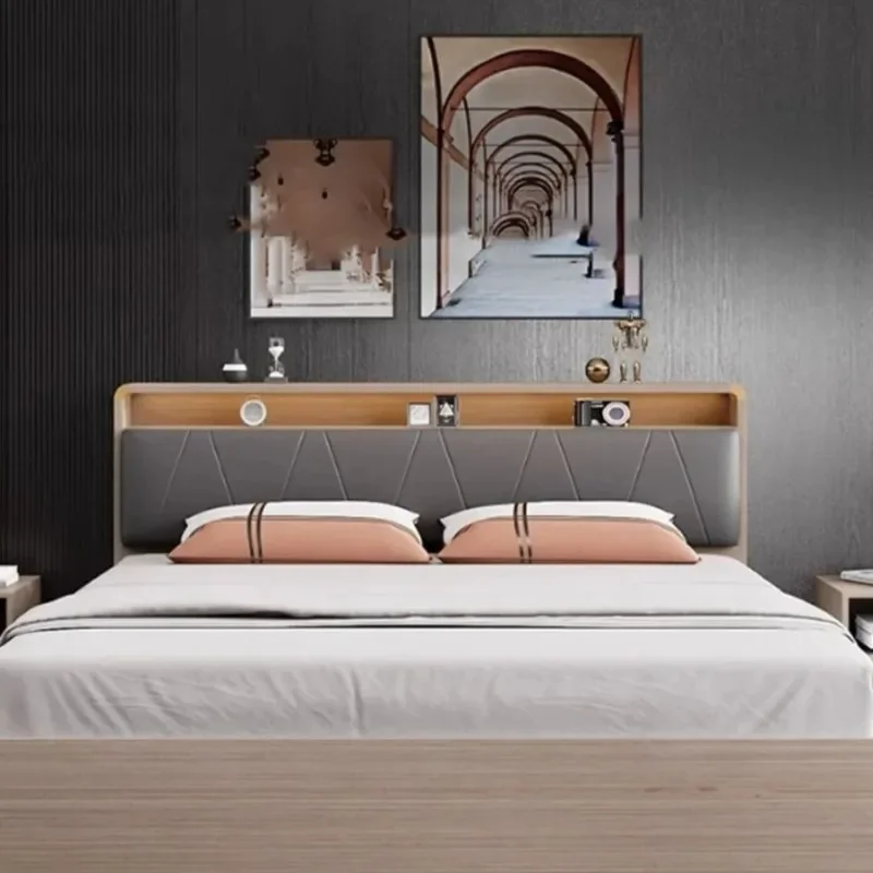 French People Luxury Minimalist Bedroom Beds French Family King Aesthetic Bed Frames 180x200cm Upholstered Modern Home Furniture