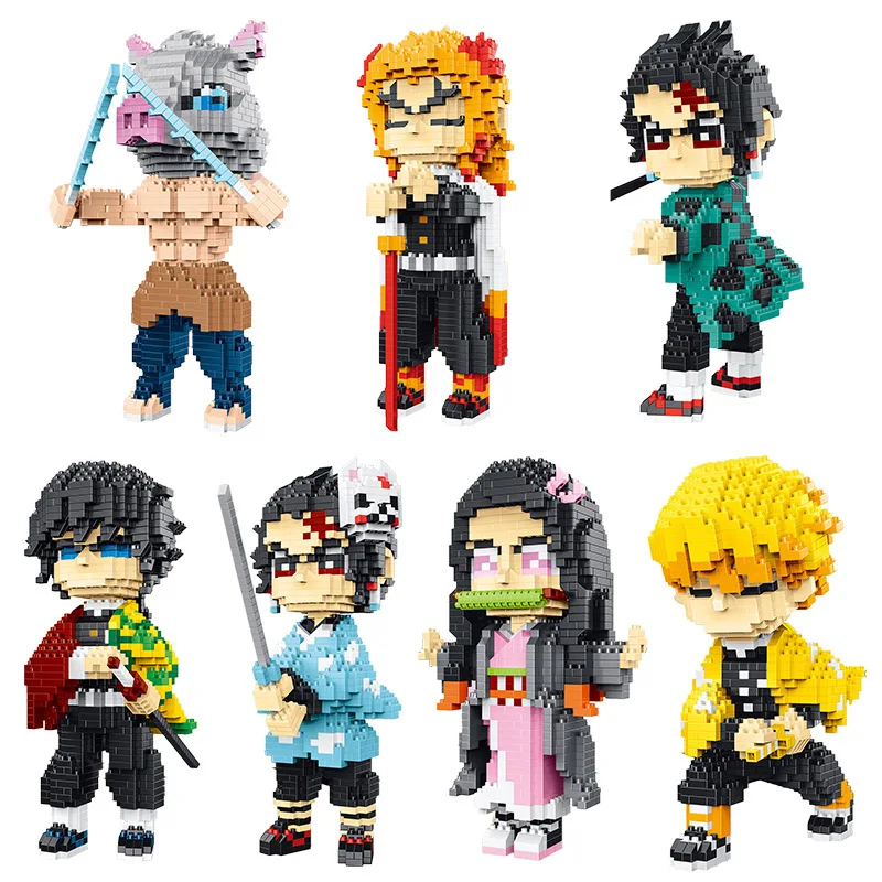 Anime Demon Figure Tanjirou Nezuko Hashibira Kyoujurou MOC Brickheadz Building Blocks Toys for Children Kids Gift