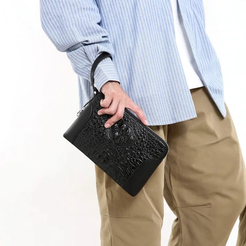 Men's Clutch Bag with Combination Lock Crocodile-Patterned Large-Capacity Business and Casual Clutch Men's Wallet