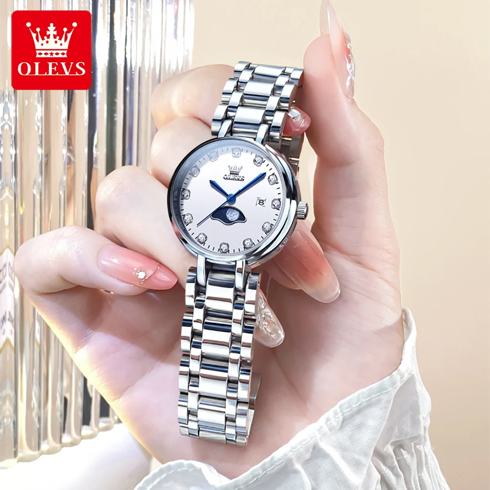 ساعة OLEVS 5573 للسيدات بتصميم كلاسيكي بسيط بمقياس روماني من الفولاذ المقاوم للصدأ مقاومة للماء ساعة كوارتز نسائية فاخرة #2
