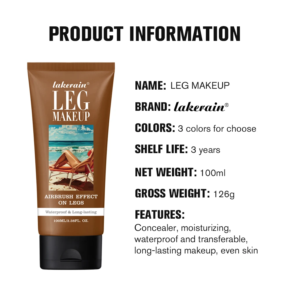 โลชั่นแต่งหน้าสำหรับผิวกาย 100 มล. โทนสีแทน ช่วยปรับสีผิวให้สม่ำเสมอ กันน้ำ ติดทนนาน ครีมทาตัวสำหรับผิวแทน สีบรอนซ์กลาง สำหรับแต่งหน้าขา