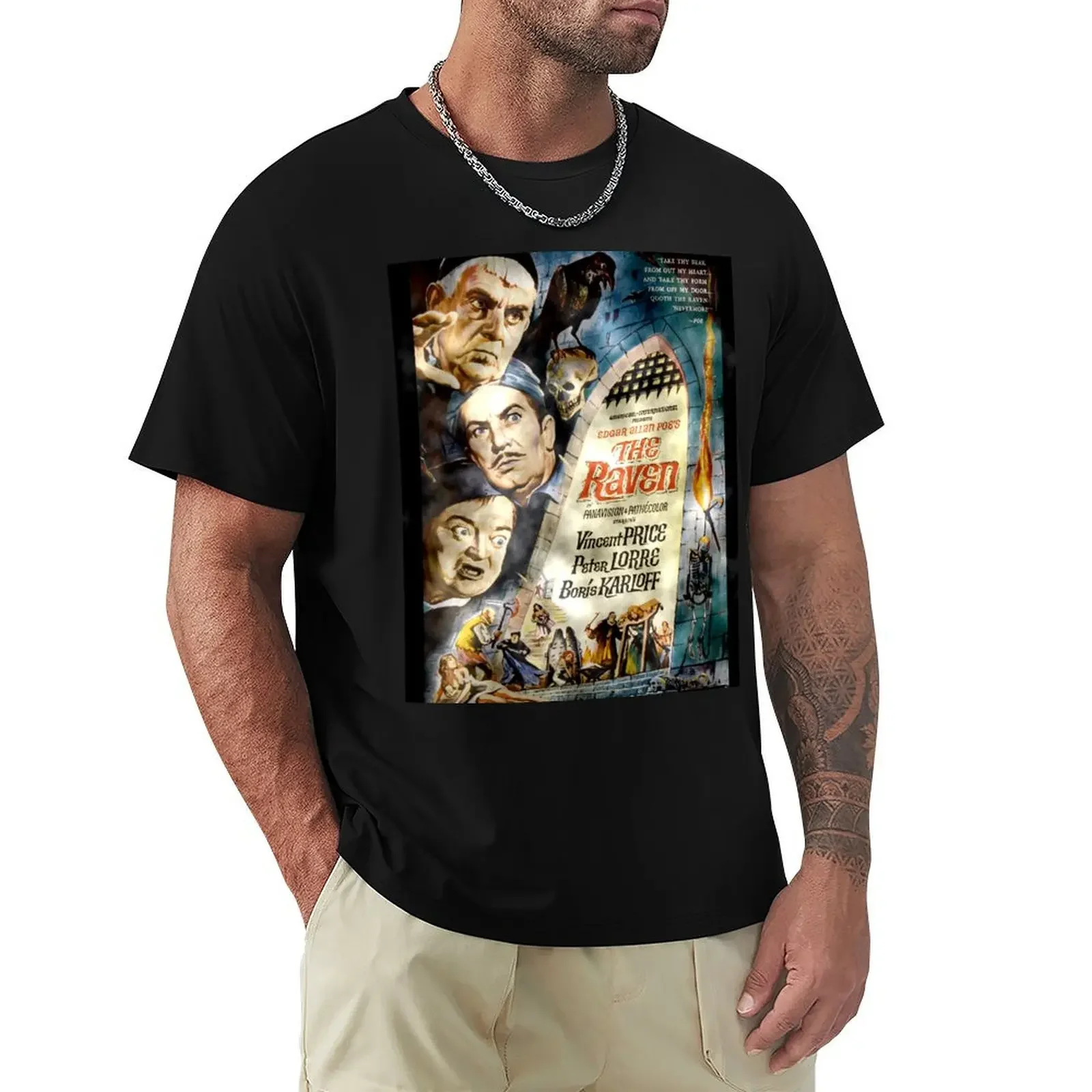 

The Raven -Dark Version - Vincent Price, Boris Karloff, Peter Lorre. T-shirt sports fans Blouse t shirts for men