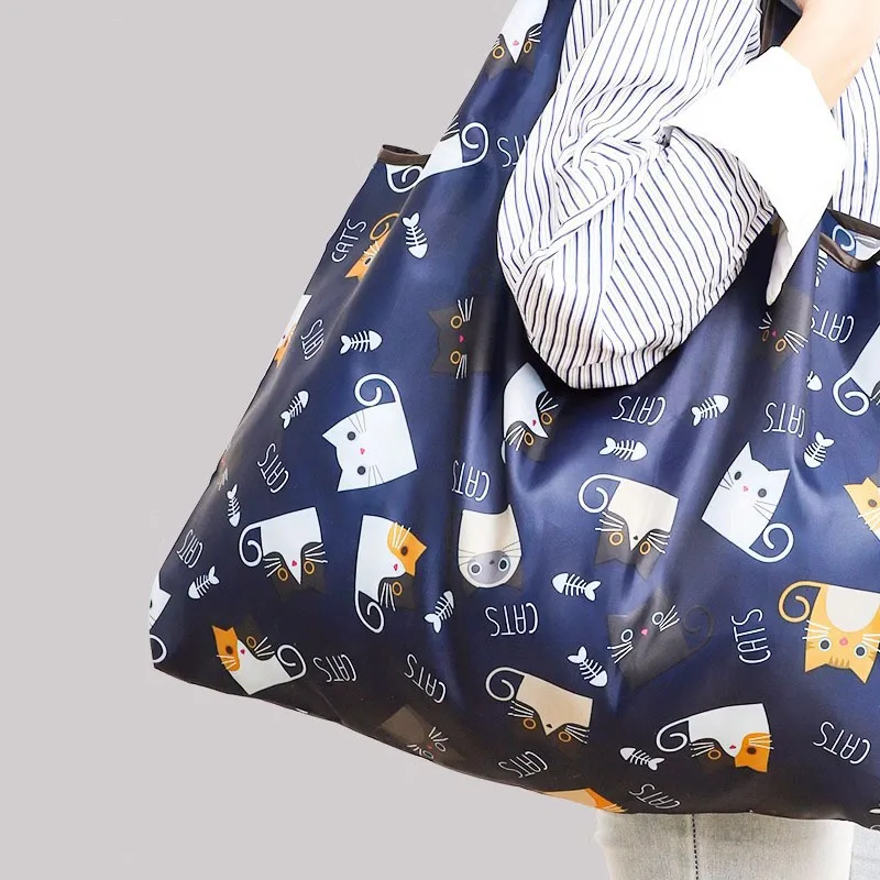 Thickened Cartoon Foldable Portable Supermarket Shopping Bag, Grocery Bag, Vegetable Bag, Large Capacity Eco-friendly Handbag