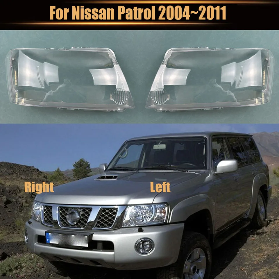 For Nissan Patrol 2004~2011 Headlight Cover Transparent Headlamp Shell Lamp Shade Lens Replace Original Lampshade Plexiglass