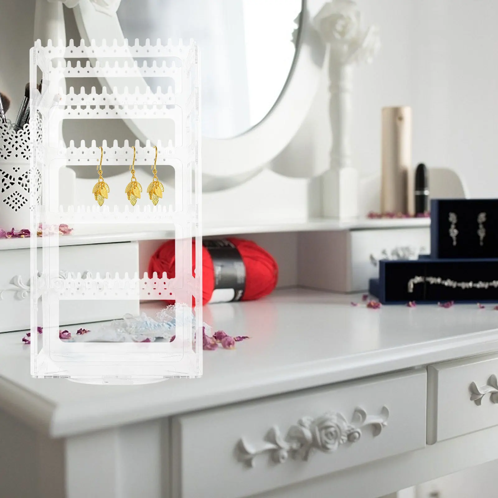 Desktop Jewelry Organizer Rotating Earring Display Stand Easy Access Quick Find Jewelry Display Rack Earring Holder