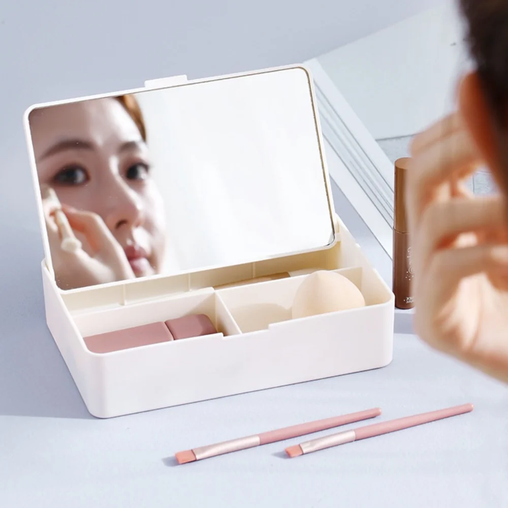 With Storage Box Vanity Mirror High Definition Partition Storage Dresser Vanity Mirror Direct Color Decoration