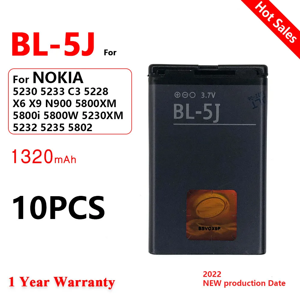 BL-5J BL5J BL 5J Phone Rechargeable Battery for Nokia 5230 5233 5800 3020 XpressMusic N900 C3 Lumia 520 525 530 5900 1320mAh