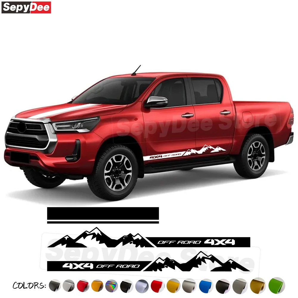 

Off Road 4X4 Graphic Car Hood Bonnet Door Side Sticker for Toyota Hilux Pickup Truck Body Stripes Kits Vinyl Decal Accessories