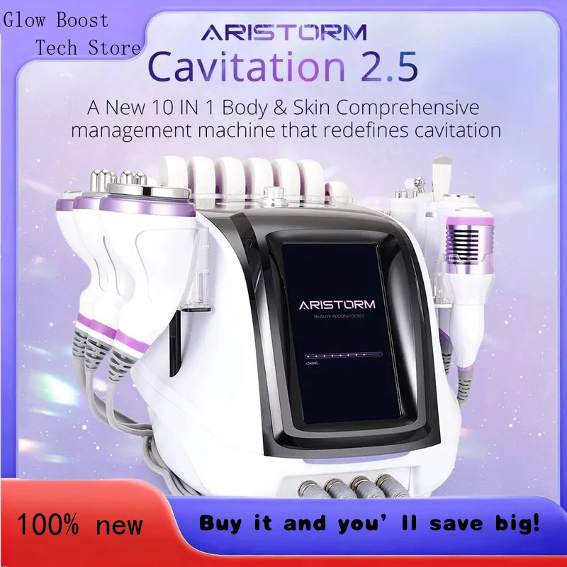 

Glow Aristorm 10 в 1, ультразвуковой 40K, кавитация, 2,5, радиочастотная подтяжка кожи, вакуумный липо-лазер для похудения