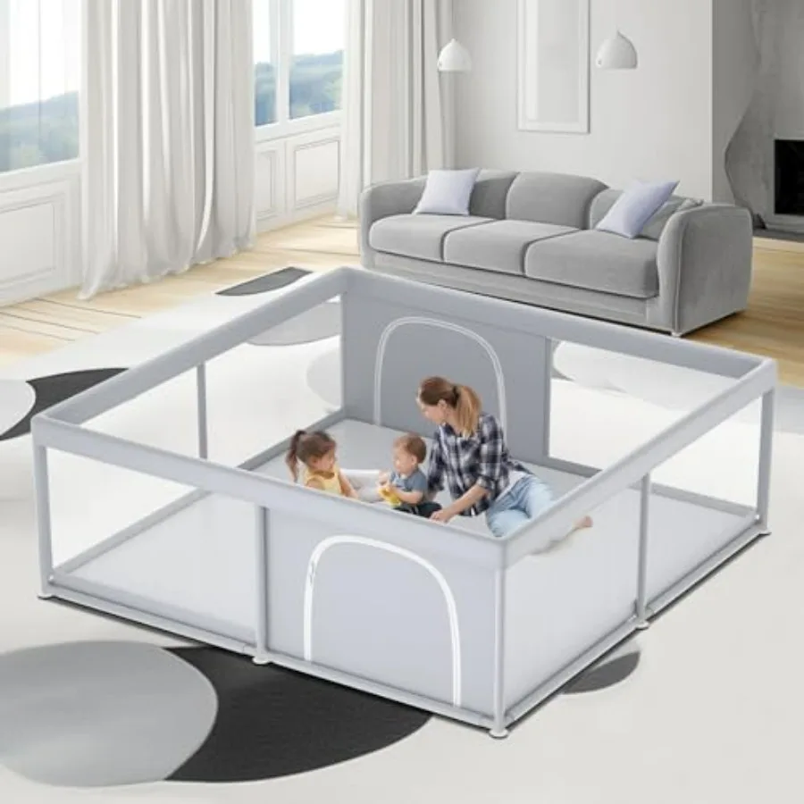 Box per bambini extra large 79×79 per neonati e bambini piccoli Ideale cortile da gioco per interni ed esterni con robusta struttura di sicurezza morbida e traspirante