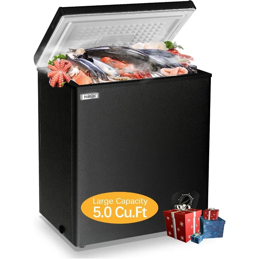 

Нагрудная морозильная камера 5,0 куб. футов, черная компактная морозильная камера с ручной разморозкой и глубокой морозильной камерой для хранения Компактная плоская задняя камера с открытой спиной