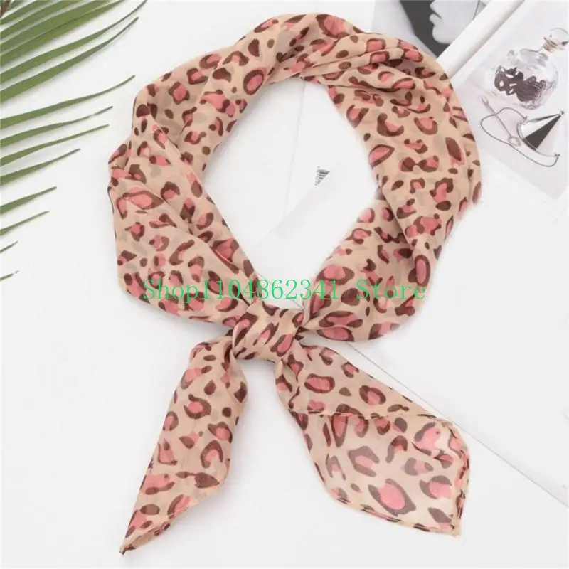 5asd Stylish Leopard Pattern Silk Imitation Scarf Fashion Neckerchief Enhancing Look