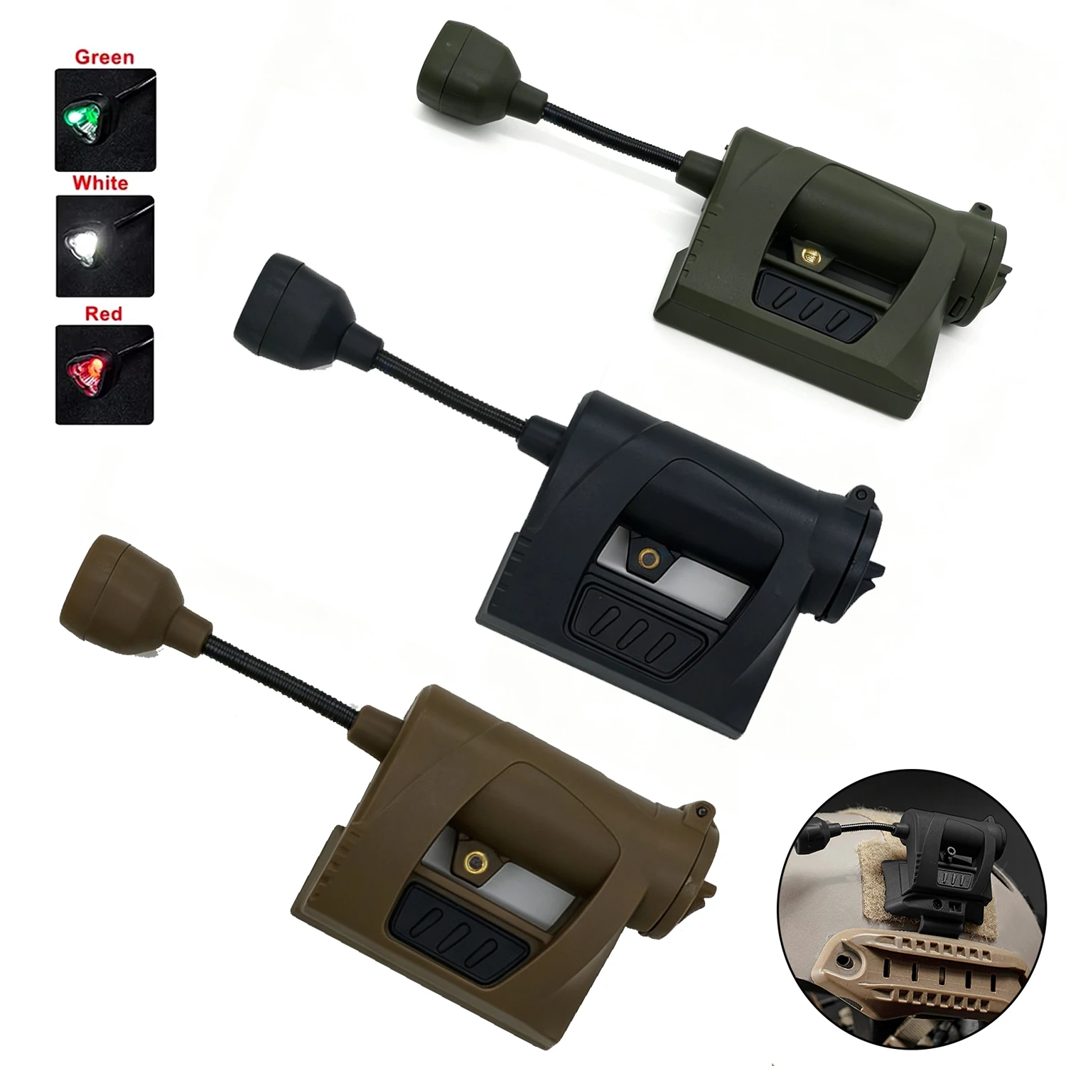 MPLS CHARGE Tactical Helmet Flashlight, 3 Modes LED Headlamp Compatible with OpsCore ARC Rails, Nylon Hunting Helmet Light
