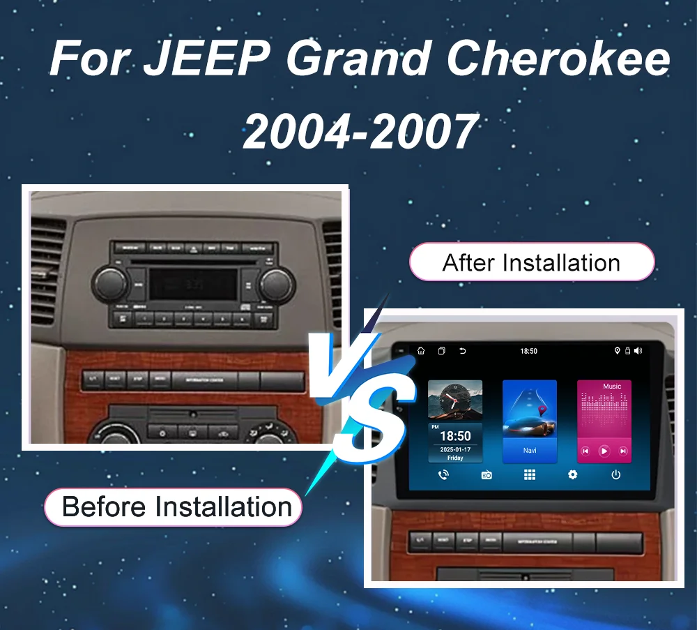 Android untuk JEEP Grand Cherokee 2004-2007 Navigasi GPS Radio Otomatis Stereo Pemutar Multimidia Carplay 2Din 2 Din DVD Layar Sentuh