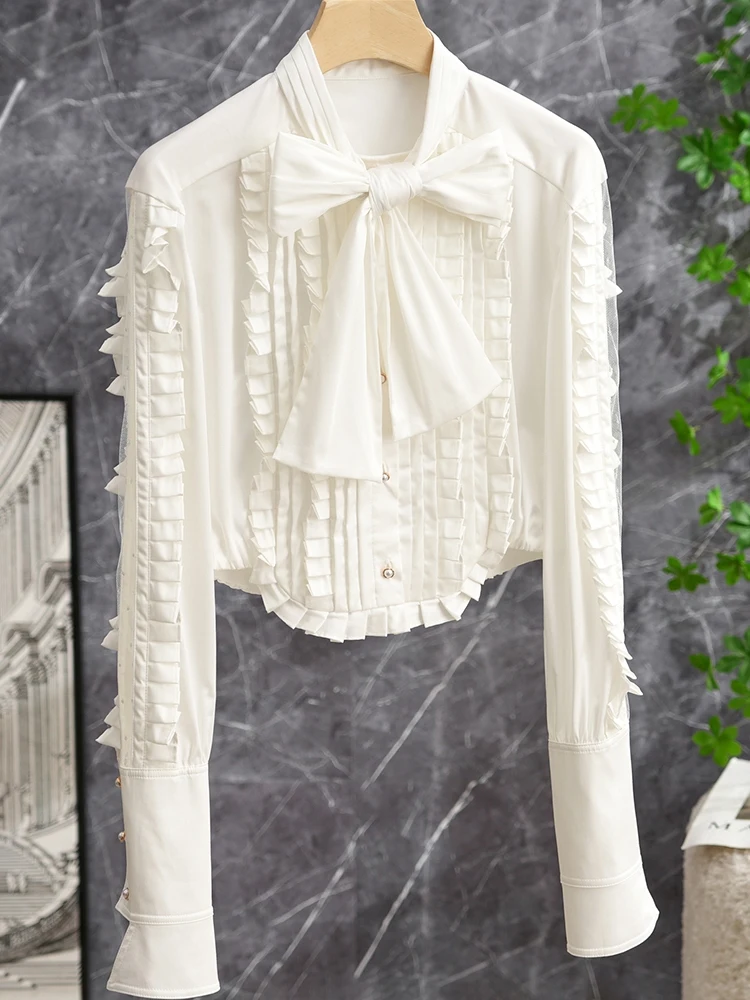 

Dry Court Lady Sle! Heavy Embellied Ruffle Hem Me Splice Knot Sa ort irt Top Faionable Commute Sle