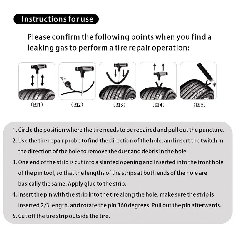 1 conjunto de ferramentas de reparo do pneu carro kit com tira de borracha sem câmara pneu punctura studding plug mão conjunto de ferramentas para o