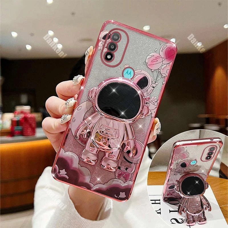 Floating Spaceman Creativity Phone Holder Case For Motorola Moto E20 E61 E7 E22i E32 E13 E6S E22 E7Power E7Plus EDGE 20 30 Cover