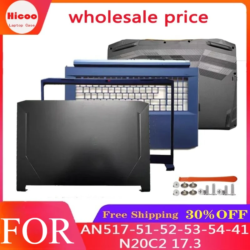 For Nitro 7 AN517-51-52-53-54-41 N20C2 Laptop Replacement LCD Back Cover/Front Panel/Palm Rest/Bottom Cover 17.3-inch
