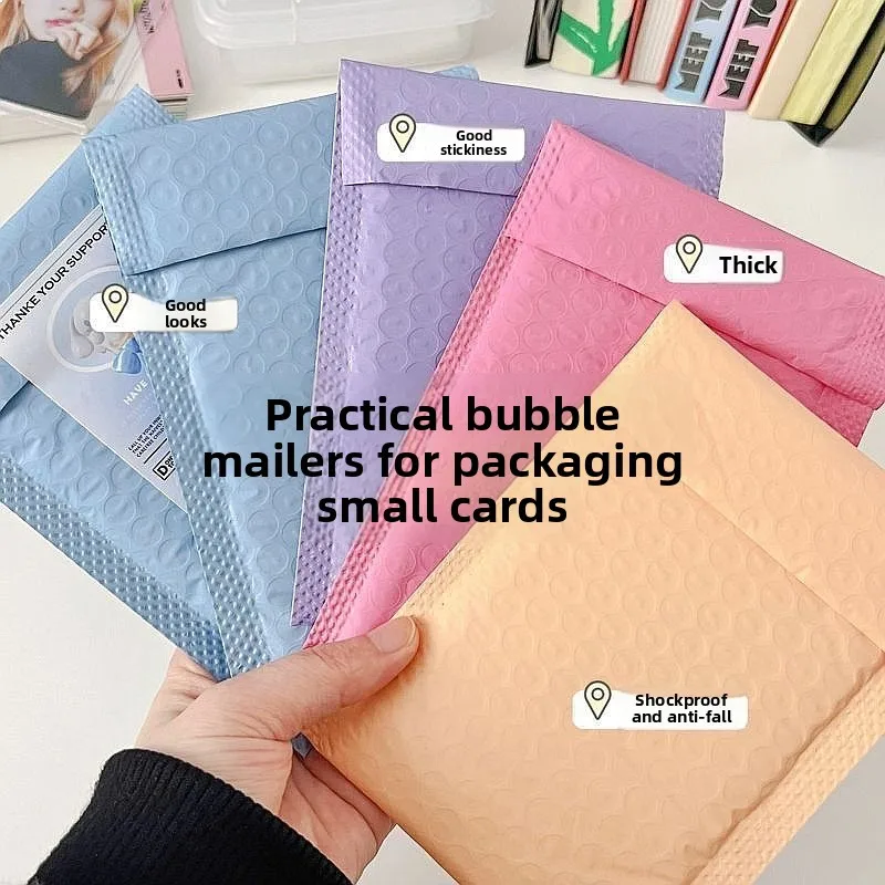 Ins Macaron Bubble Packaging Bag Card Sleeve Small Card Protective Thick Shockproof Self Sealing Storage Bag