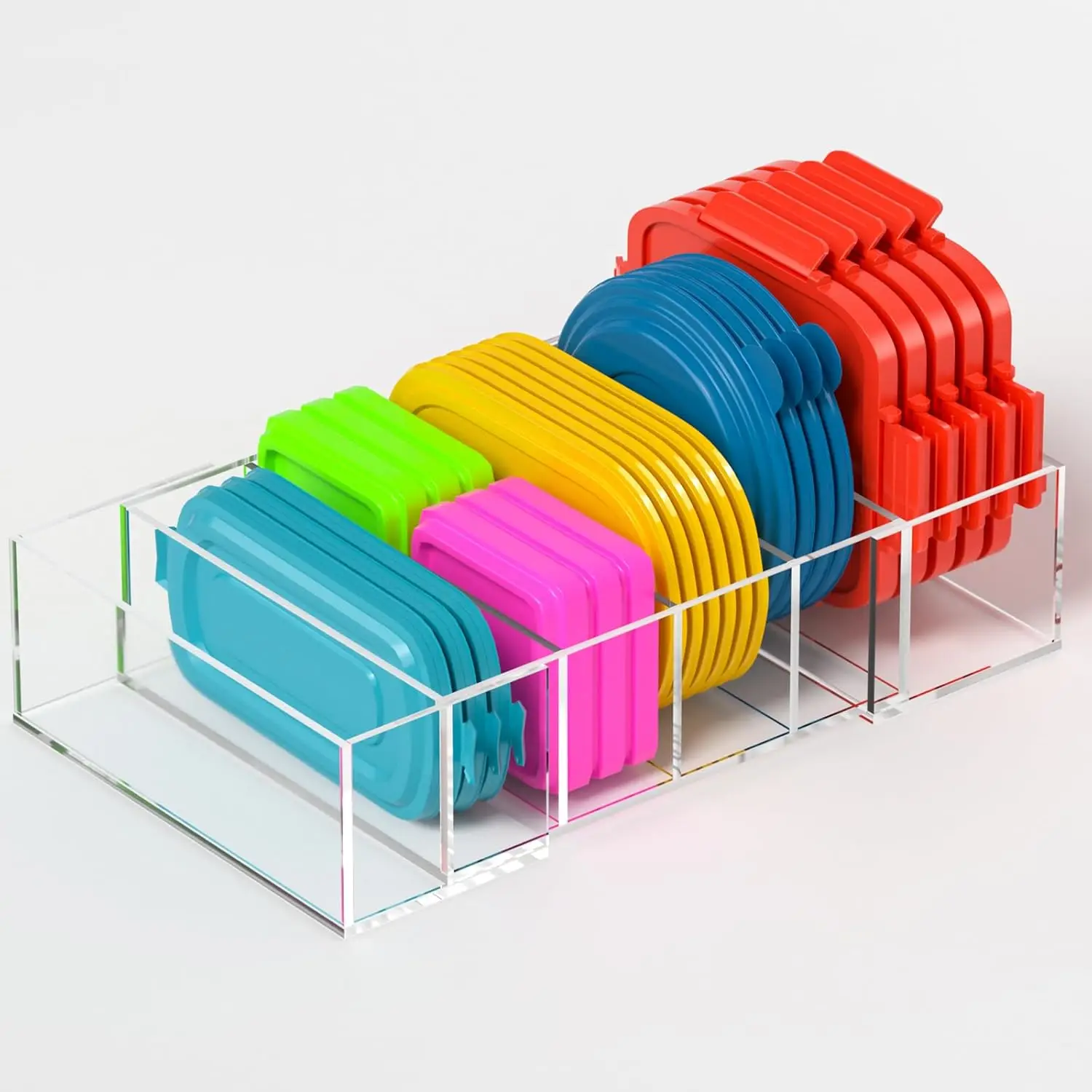 

Expandable Acrylic Lid Organizer for Kitchen Cabinet - Fits 10-18' Food Container Lids