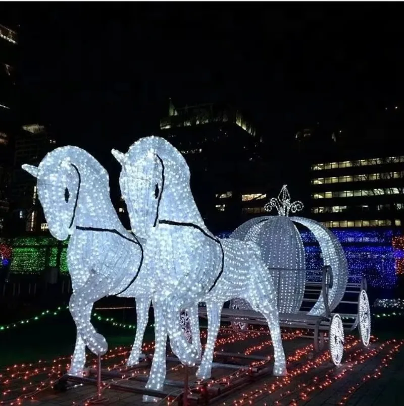 Permanent Outdoor Reindeer With Sleigh Led Christmas Lights