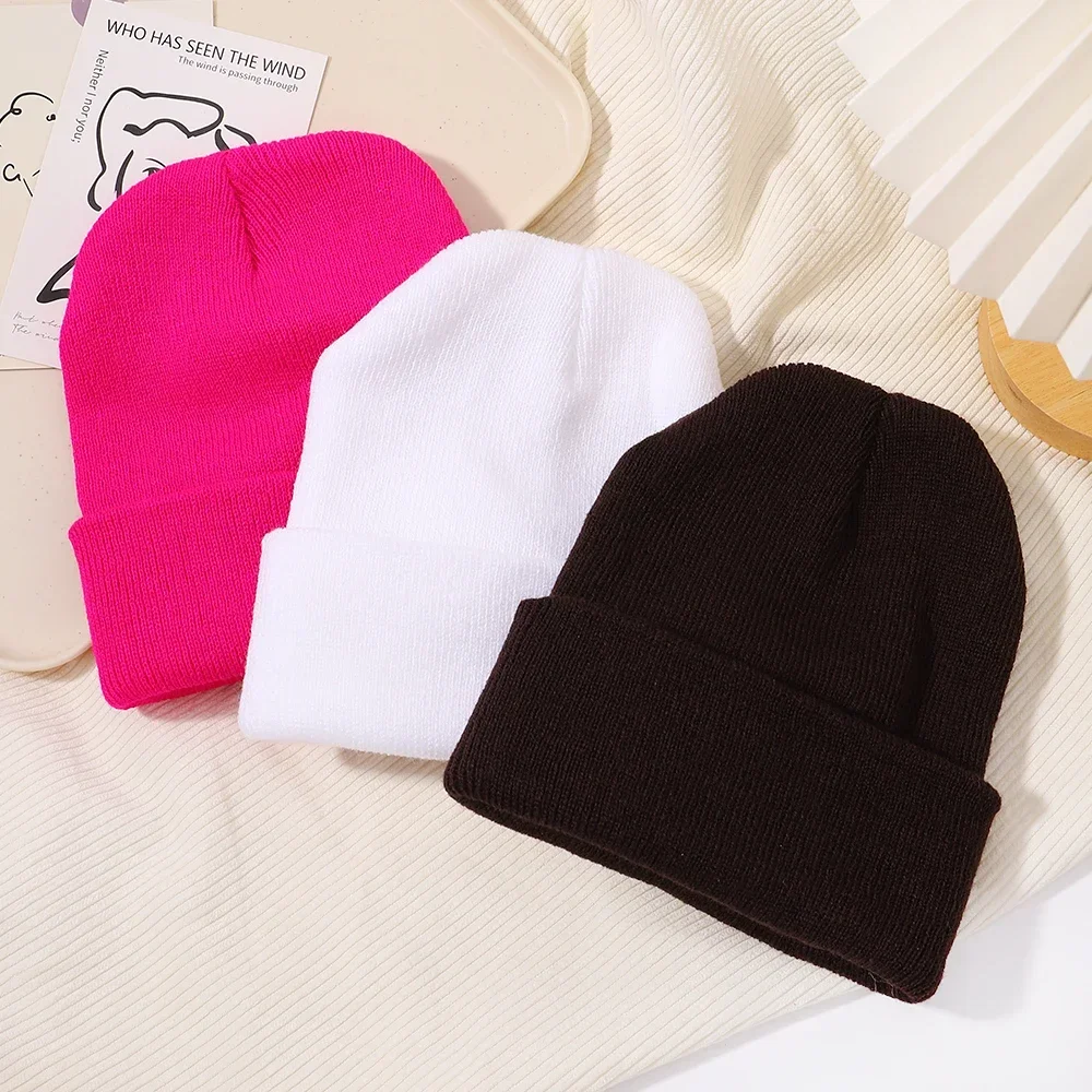 Winter Hats for Woman New Beanies Knitted Fluorescent Cute Hat Girls Autumn Female Beanie Caps Warmer Bonnet Ladies Casual Cap