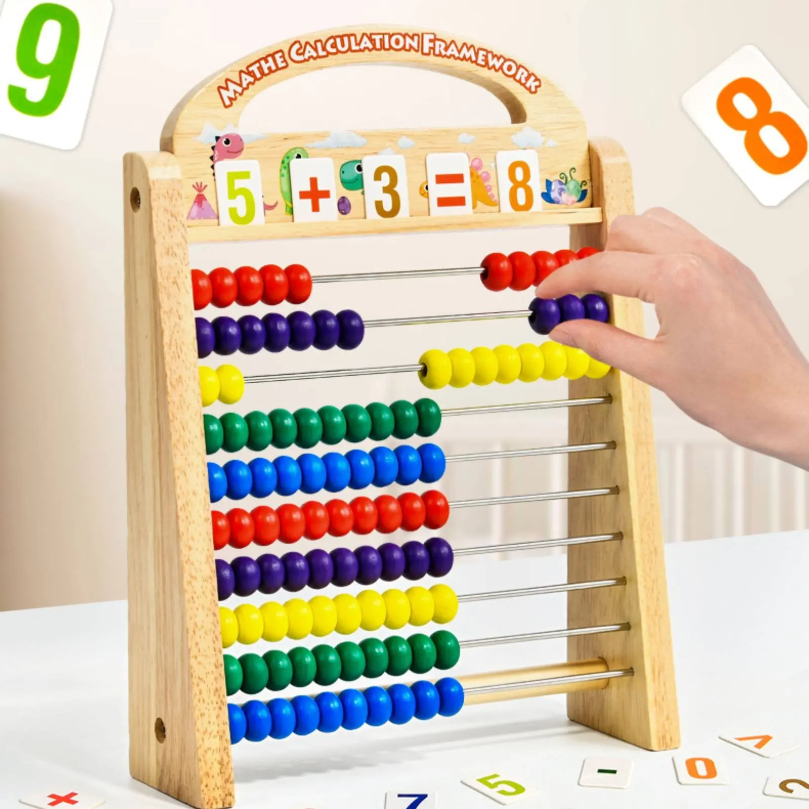 

Детская счетная рамка из прочной древесины, деревянные счеты на 10 рядов, арифметическая рамка с 100 бусинами, красочный дизайн
