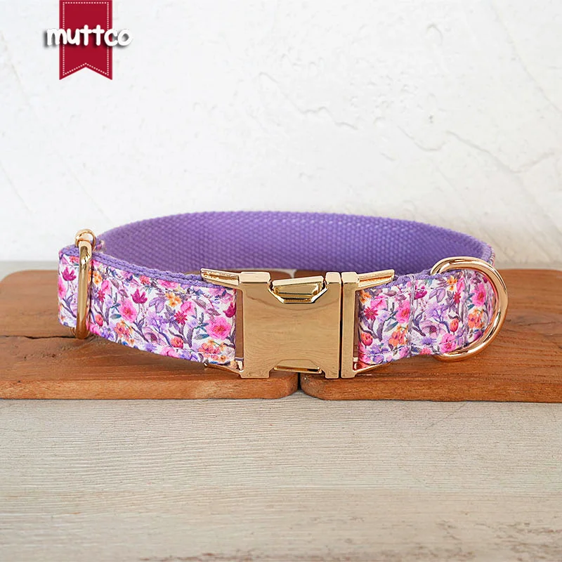 MUTTCO the material of the pet collar is comfortable and easy to move BRIGHT VIOLET ROSE can always keep the mood happy UDL188