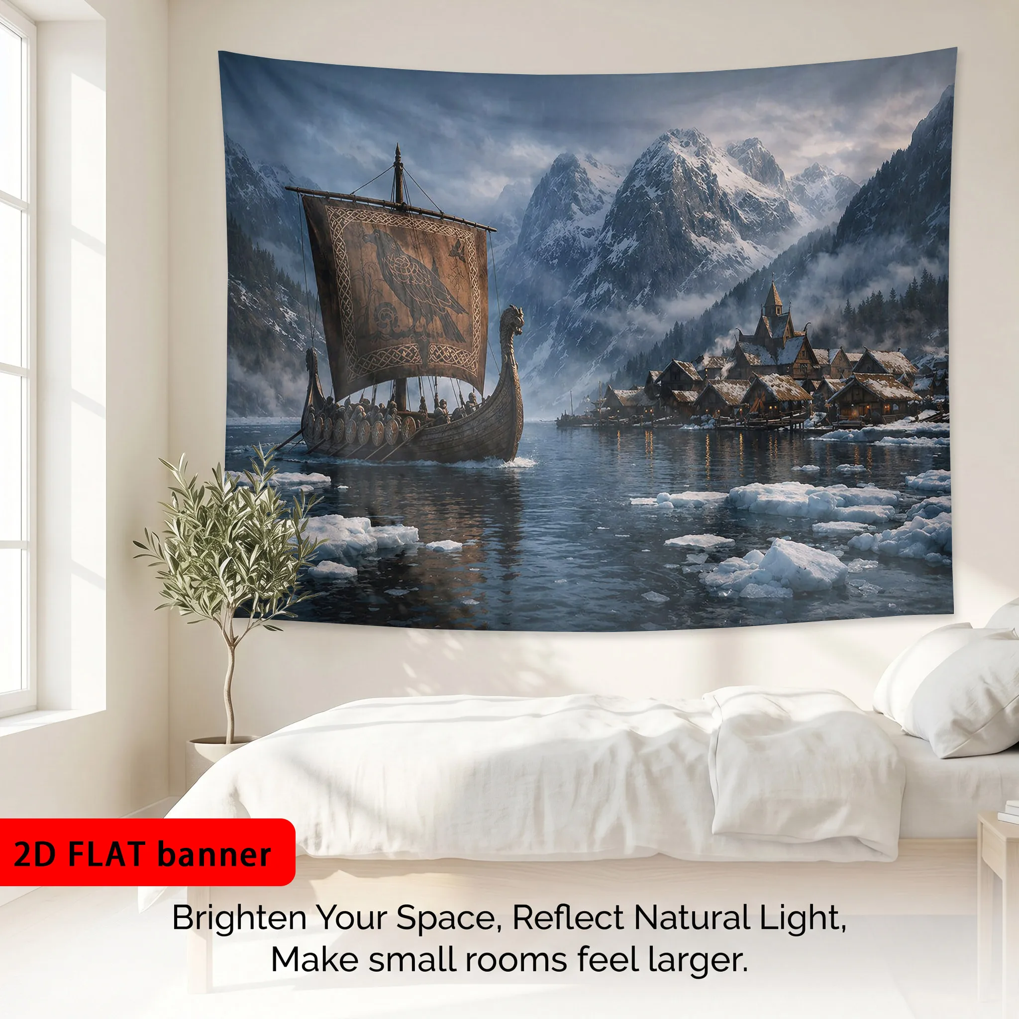 Stunning Large Nautical Wall Tapestry Home Decor Art Hanging Boat Ship Landscape Canvas Mural Decor Expand Small Room Bright Spa