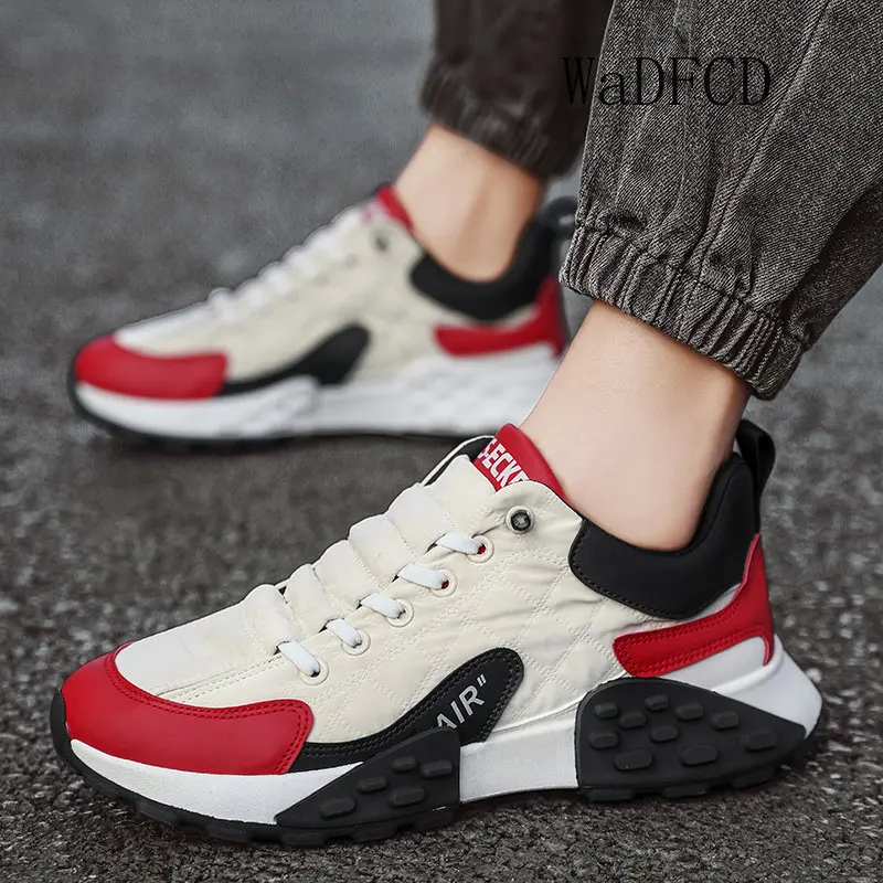 Chunky Sneaker Men Winter Plush Board Shoes Fashion Casual Microfiber Leather Down Upper Height Increased Platform Running Shoes