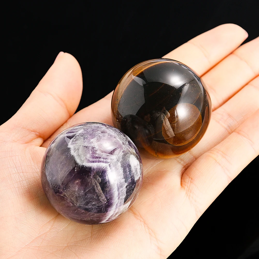 Natural Stone Fitness Ball Quartz Sphere Relax Finger Handball Stress Relief Health Massage Meditation Yoga 1Pc