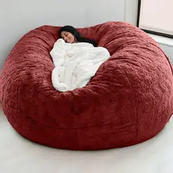 ins Kid Adult Sofa Bean Bag Giant Sofa Cover Soft Fluffy Fur Bean Bag Bed Recliner Cushion Cover Oversized Bean Bag Chair Cover