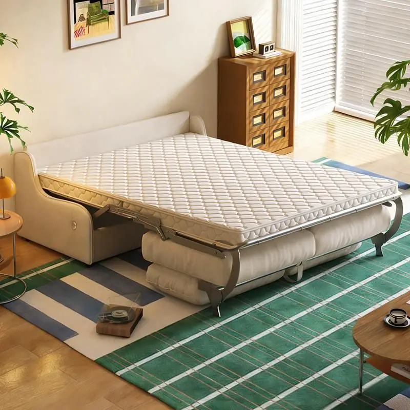 Fabric folding sofa bed, small living room and study, integrated multifunctional for single and double folding
