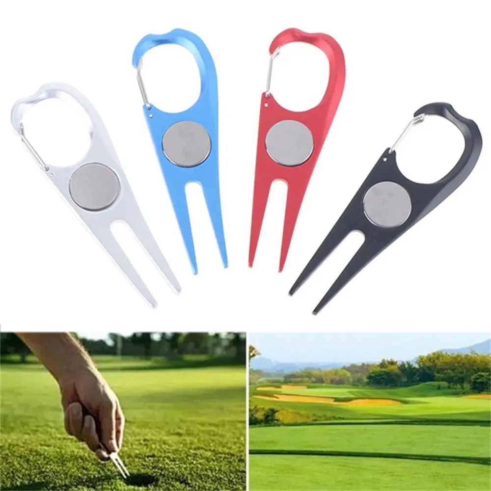 Aluminium Alloy Training Aids Green Fork Outdoor Golf Divot Tool Golf Pitch Divot Repair Tool Golf Pitch Accessories