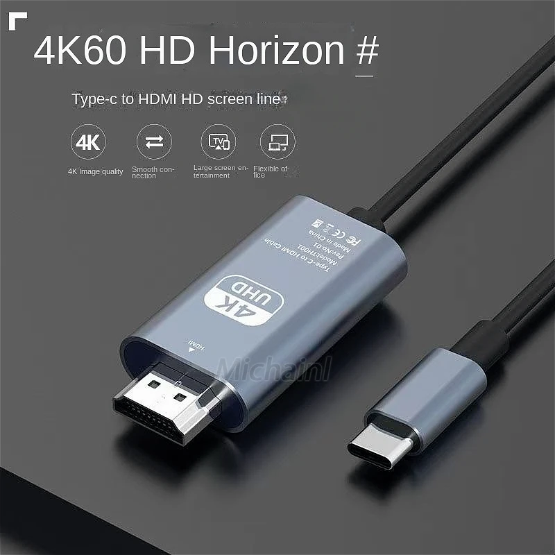 4K 60Hz USB C to HDMI Cable Type C Adapter HDTV Converter Cable for Xiaomi TV Converter MacBook Air iPad Samsung Laptop