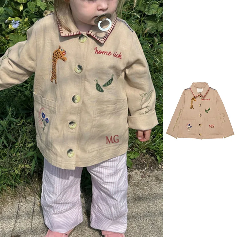 

Children's Jacket 2025 New Spring and Autumn Boys' Alphabet Cartoon Graffiti Hand-embroidered Foreign Style Top
