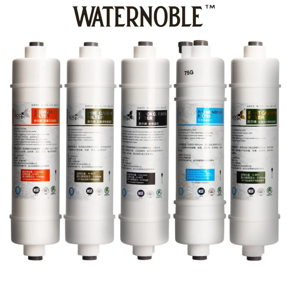 Waternoble 10 Inch Quick Connect Water Filter Inline Coconut Shell Carbon Cartridge for Reverse Osmosis & Ultrafiltration System