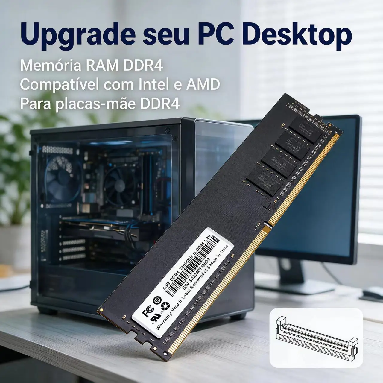 DDR4 RAM 4GB 8GB 2400MHz Desktop Memory PC4-19200 288Pin UDIMM 1.2V Computer RAM Upgrade for PC Compatible with Intel AMD Motherboard Memory Expansion - view 3