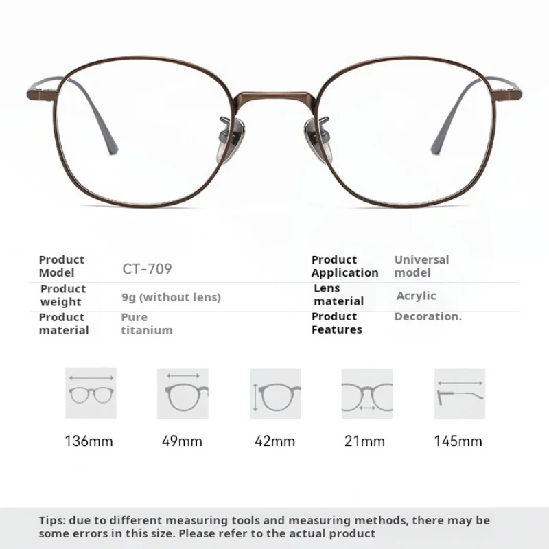 MOMOJA NEWS Ultra Light Small Size Titanium Alloy Eyeframe for Men And Women Retro Oval Fashion Simplicity Eyeglasses 709