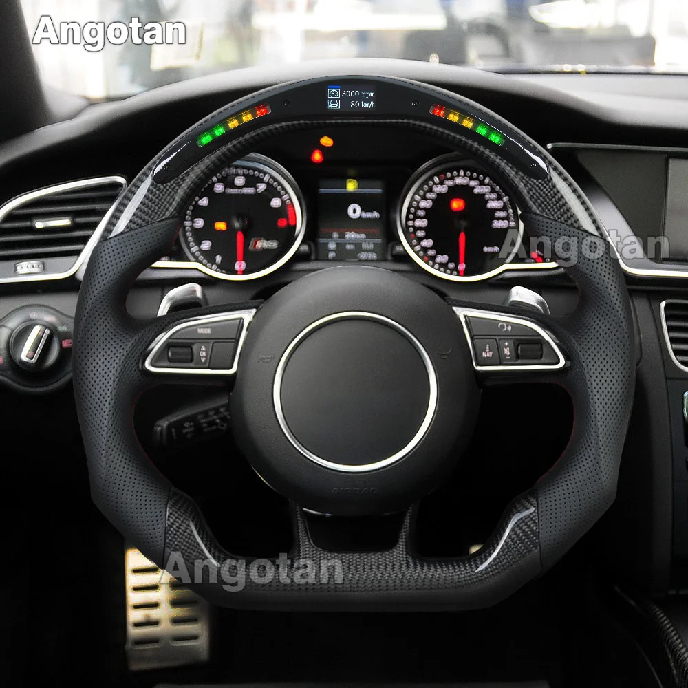 عجلة قيادة LED من ألياف الكربون لأودي Rs 2012-2016 A5 S5 Rs3 Rs4 Rs5 Rs6 Rs7 Rsq3 S3 S4 مع مؤشر LED #5