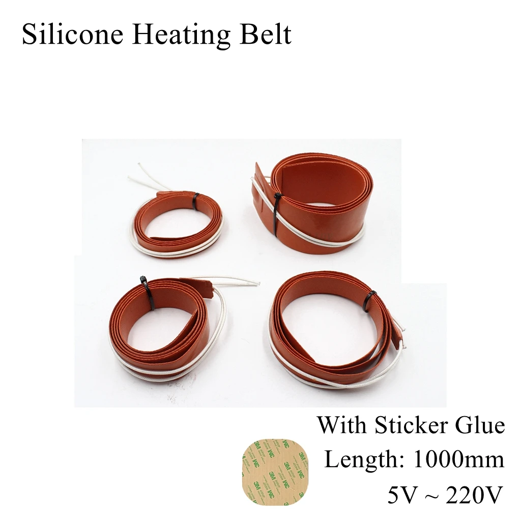 Silicone Rubber Heating Belt Heater Band Oil Engine Tank Mat Plate Strip Pad Sheet Flexible Waterproof 3D Printer Glue Sticker