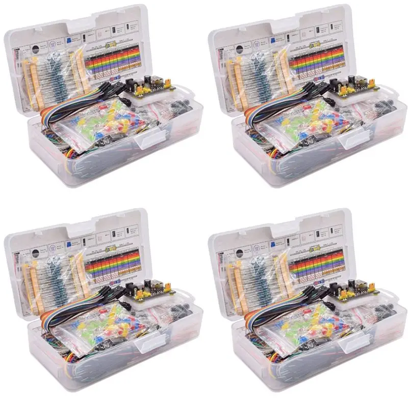 JABS-4X New Breadboard Set Electronics Component Starter DIY Kit With Plastic Box For Arduino UNO R3 Component Package